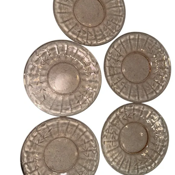 Set of 5 Vintage 1930’s Pink Depression Glass Plates - Federal Patrician Floral - Picture 3 of 7